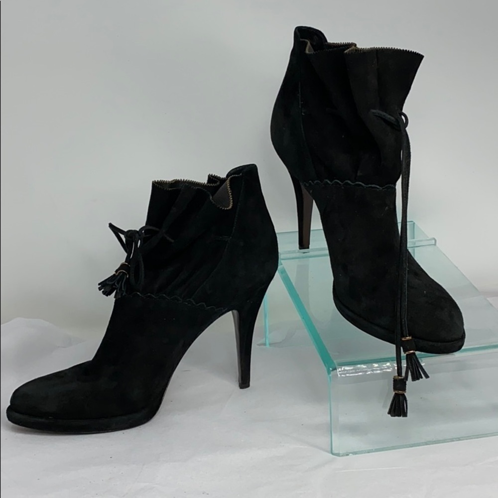 AERIN 9.5 Black Suede Maycroft Heel Ankle Bootie